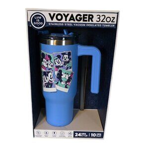 NWT Life is Good Voyager 32oz Stainless Steel Blue Mickey & Minnie Mouse Tumbler